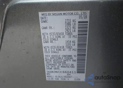 2018 Nissan Pathfinder Sv from USA, damaged, VIN 5N1DR2MN3JC660411